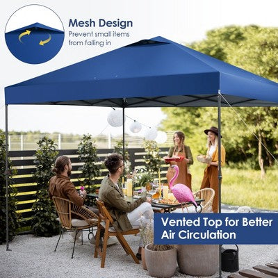  Costway Patio 10x10ft Outdoor Instant Pop-up Canopy Folding Tent Sun Shelter UV50+ Gray/Blue/White
