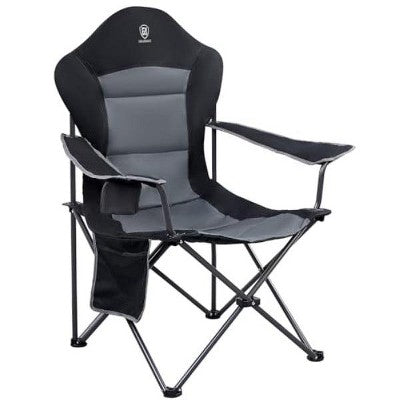  EVER ADVANCED Folding Camping Chair High Back, Padded Oversized Lawn Chair, Portable Outdoor Chair For Adults, Supports 350 Lbs, Black