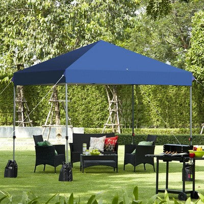  Costway 8x8 FT Pop Up Canopy Tent Shelter Wheeled Carry Bag 4 Canopy Sand Bag