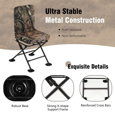 Costway Folding Silent Swivel Blind 360°Swivel Hunting Chair W/All-terrain Foot Pads