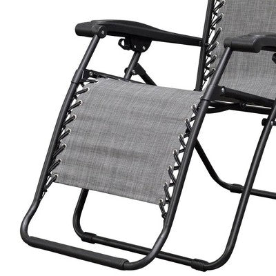  Caravan Canopy Infinity Zero Gravity Steel Frame Patio Deck Chair, Grey (Pair)