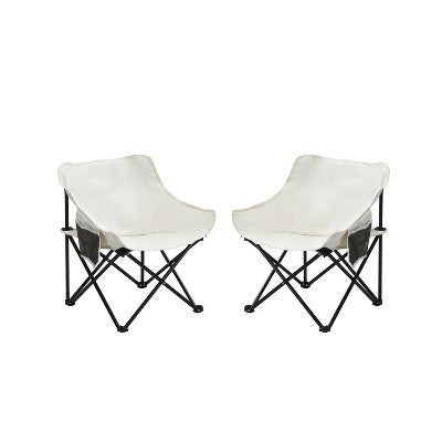  PAGED Camping Lounge Chairs Set Of 2,Outdoor Portable Chairs With Side Pockets And Carry Bag,Folding Chairs For Lawn,Beach
