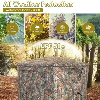 Costway Hunting Blind Portable Pop Up Ground Tent 2-3 Person With Carry Bag Storage Pocket