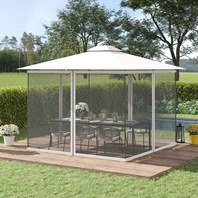  Outsunny Universal Replacement Mesh Sidewall Netting For Patio Gazebos And Canopy Tents With Zippers, (Sidewall Only)