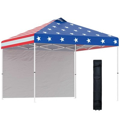  Outsunny 10' X 10' Pop Up Canopy Tent With 1 Sidewall, Carry Bag, Adjustable Height, Instant Shelter Tent For Backyard, Garden, And Patio