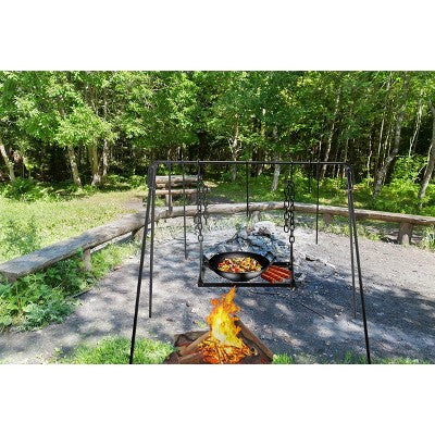  Bruntmor Cast Iron Outdoor Portable Swing Hanging Campfire Cooking Stand