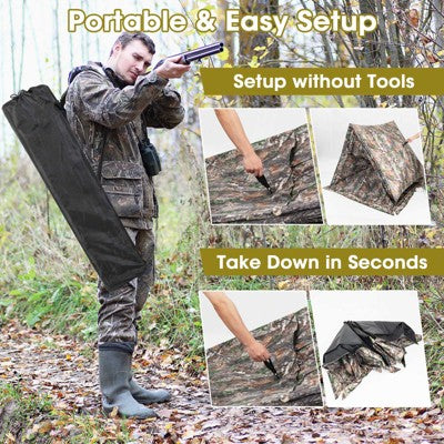  Costway Hunting Blind Portable Pop Up Ground Tent 2-3 Person With Carry Bag Storage Pocket