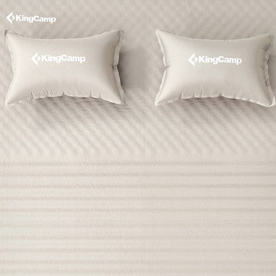  KingCamp Self-Inflating Double Mattress Sleeping Pad Mat With 2 Pillows For Camping, Backpacking, Hiking, Fishing, & Traveling, Beige