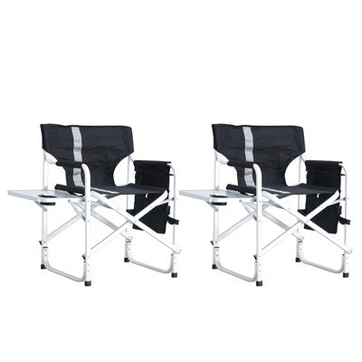  DSVIMOY Folding Chair, 3-Piece Folding Outdoor Chairs And Table With Cup Holder, Camping Chair For Picnics, Black & Gray, 23.2"*18.9"*31.5"