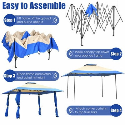  Costway 13'x13' Gazebo Canopy Shelter Awning Tent Patio Garden Outdoor Companion Blue