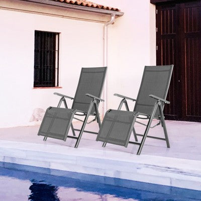  Costway 2PCS Patio Outdoor Folding Reclining Lounge Chair W/ Adjustable Backrest