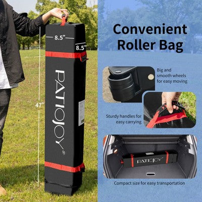  10x10 FT Outdoor Pop Up Tent Canopy Height Adjustable Sun Shelter W/ Roller Bag