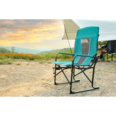  QingMoon Camping Directors Chair, Portable Folding Camping Chair With Side Table, Pocket & Cup Holder For Beach, Fishing & Outdoor Trips