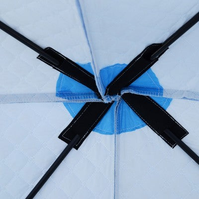  Outsunny 8 Person Ice Fishing Shelter, Waterproof Oxford Fabric Portable Pop-up Ice Tent With 4 Doors For Outdoor Fishing, Blue