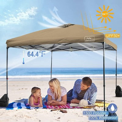  Anybear 10x10FT Khaki Pop Up Canopy Tent With Adjustable Legs