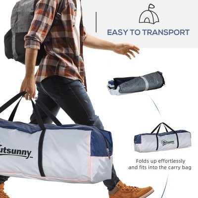  Outsunny Large Screen House Or Camping Canopy Breathable Tent, Hang Hook For Lantern At Night, 6-8 Person Dome Tent, 11.5' X 11.5', White