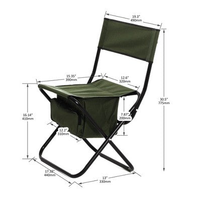  Sevobal Outdoor Portable Chairs 2PCS Folding Chair Set With Storage Bag And Anti Slip Feet For Camping And Patio, Green, 19.3"*15.35"*30.5"