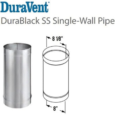  DuraVent DuraBlack 24 Inch Long X 8 Inch Diameter Single Wall Wood Burning Stainless Steel Stove Pipe Connector To Vent Smoke And Exhaust