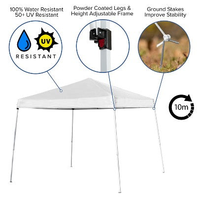  Flash Furniture 8'x8' Outdoor Pop Up Event Slanted Leg Canopy Tent With Carry Bag