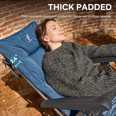  EVER ADVANCED Folding Padded Camping Chair 4 Positon Adjustable Recliner With High Back Support Portable For Adults, 300lbs Weight Capacity