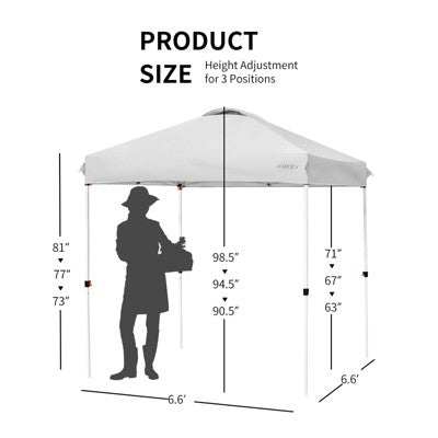  Tangkula 6.6’ X 6.6’ Pop-up Canopy Tent Outdoor Camping Sun Shelter W/ Portable Roller Bag & 4 Weight Bags Blue/ White/ Grey