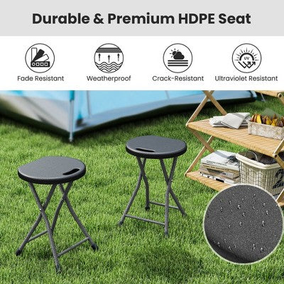 Tangkula 3PCS 18"H Folding Stool Portable & Foldable Camping Chair W/ Built-in Handle