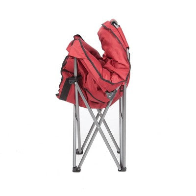  Mac Sports Heavy Duty Steel Alloy And Fabric Foldable Padded Outdoor Club Camping Chair Tufted Travel Seat With Carry Bag, Wine Red