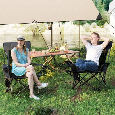  Tangkula 2PCS Camping Lounge Chair W/Detachable Footrest 4-position Backrest Carrying Bag