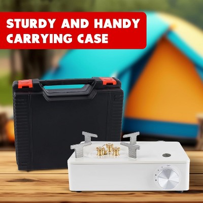  McKay Camping Stove With Carry Case - 11,942 BTU Butane Burner For Hiking & Outdoor Cooking, White