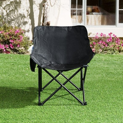  Sevobal Outdoor Portable Chairs 2PCS Folding Camping Chair Set With Side Pocket And Carry Bag For Patio Lawn Garden Deck, Black, 16.5"*20.1"*25.6"
