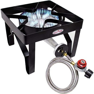 GasOne 200K BTU Propane Burner Heavy-Duty Outdoor Burner With Adjustable 0-20Psi Regulator And Steel Braided Hose For Home Brewing, Turkey Fry