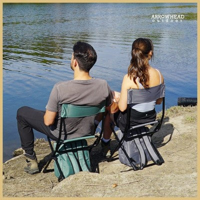  Arrowhead Outdoor Multi-Function 3-in-1 Compact Camp Chair: Backpack, Stool & Insulated Cooler, W/Bottle Holder & Storage Bag, Hiking (Ocean Blue)