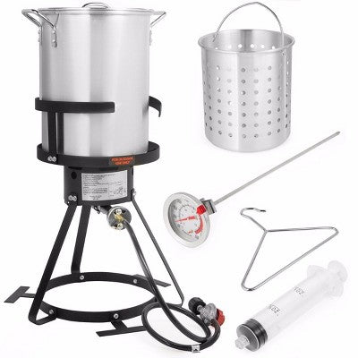  Barton 30QT Turkey Deep Fryer Pot Boiling Seafood Cajun Lid Propane Gas Stove Burner W/ Stand