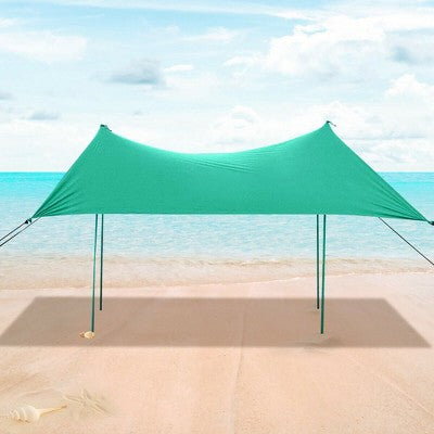  Costway Family Beach Tent Canopy W/ 4 Poles Sandbag Anchors 7'x7' UPF50+ Green