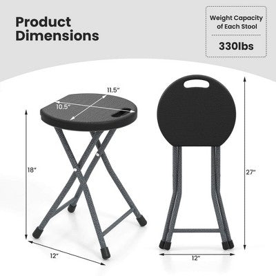  Tangkula 3PCS 18"H Folding Stool Portable & Foldable Camping Chair W/ Built-in Handle