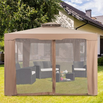  10’x 10’ 2-tier Canopy Gazebo Tent Outdoor Netting Picnic Party Sun Shade