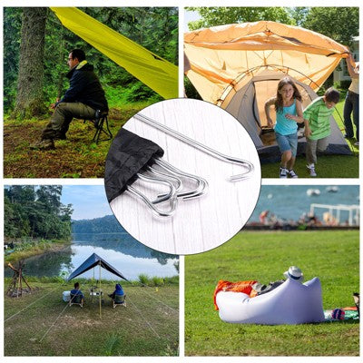  Unique Bargains Tent Stake Aluminum With Hook Kit Ground Pegs And Storage Bag