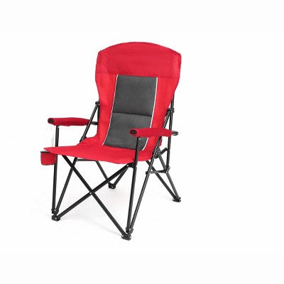  DOMETOUR High Back Heavy Duty Lawn Chair Support 250LBS, Portable Collapsible Chair With Cup Holder -Red
