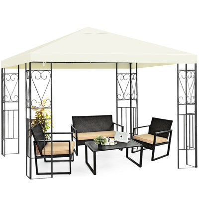  Tangkula 10'x10'Outdoor Canopy Gazebo Art Steel Frame Party Patio Large Canopy Gazebo
