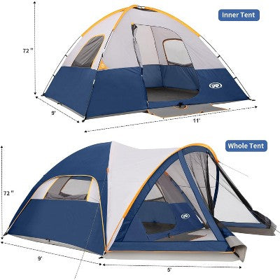  Anybear 6 Person Camping Tent With Screen Room Dark Blue Family Dome