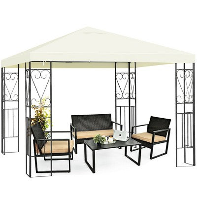  Costway 10'x10' Patio Gazebo Canopy Tent Steel Frame Shelter Patio Party Awning