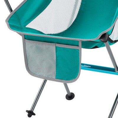  KingCamp Lightweight Padded Highback Folding Lounge Chair With Cupholder, Side Storage Pocket, And Carry Bag For Indoor Or Outdoors, Cyan