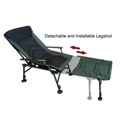  KTMBDW Portable Camping Chair, Camping Chair With Adjustable Cushioned Backrest And Detachable Footrest For Indoor And Outdoor Camping, Black+Green
