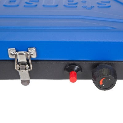  Stansport Double Burner Stove Piezo Ignition With Drip Pan Blue