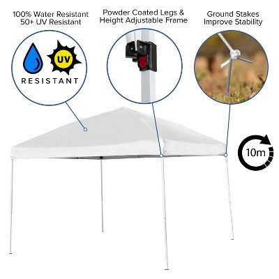  Flash Furniture 10'x10' Outdoor Pop Up Event Slanted Leg Canopy Tent With Carry Bag