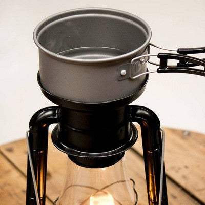  Lehman's Rayo Heater Cooker Emergency Lantern, Non-Electric Fuel Lamp With Cooking Pot For Camping Or Emergencies, 10-12 Hour Burn, Black, 15"