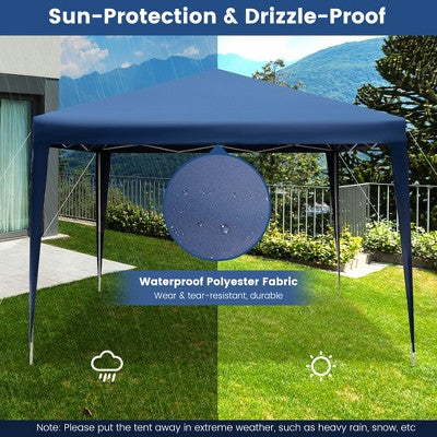  Costway Patio 10x10ft Outdoor Instant Pop-up Canopy Folding Sun Shelter Carry Bag Navy/Grey/White