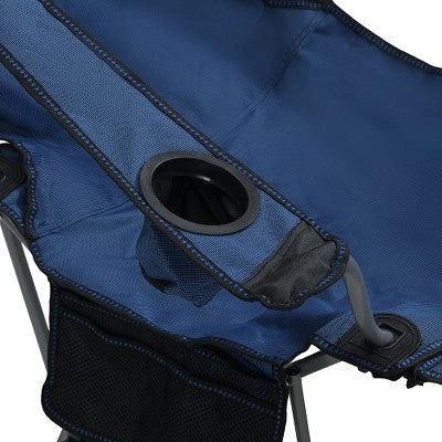  YUHAO Foldable & Portable Camping Chair With 3-Level Reclining Adjustment - Side Pockets, Cup Holder & Carry Bag - Dark Blue