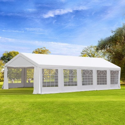  Outsunny Large Outdoor Carport Canopy Party Tent With Removable Protective Sidewalls & Versatile Uses, White