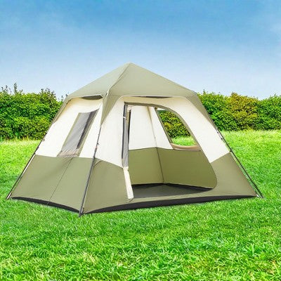  FURNIinspire Camping Tents 6 Person Camping Tent With Rainfly And Carry Bag For Hiking Outdoor, Easy To Assemble Tent, Green, 107.87"*120"*65.98"